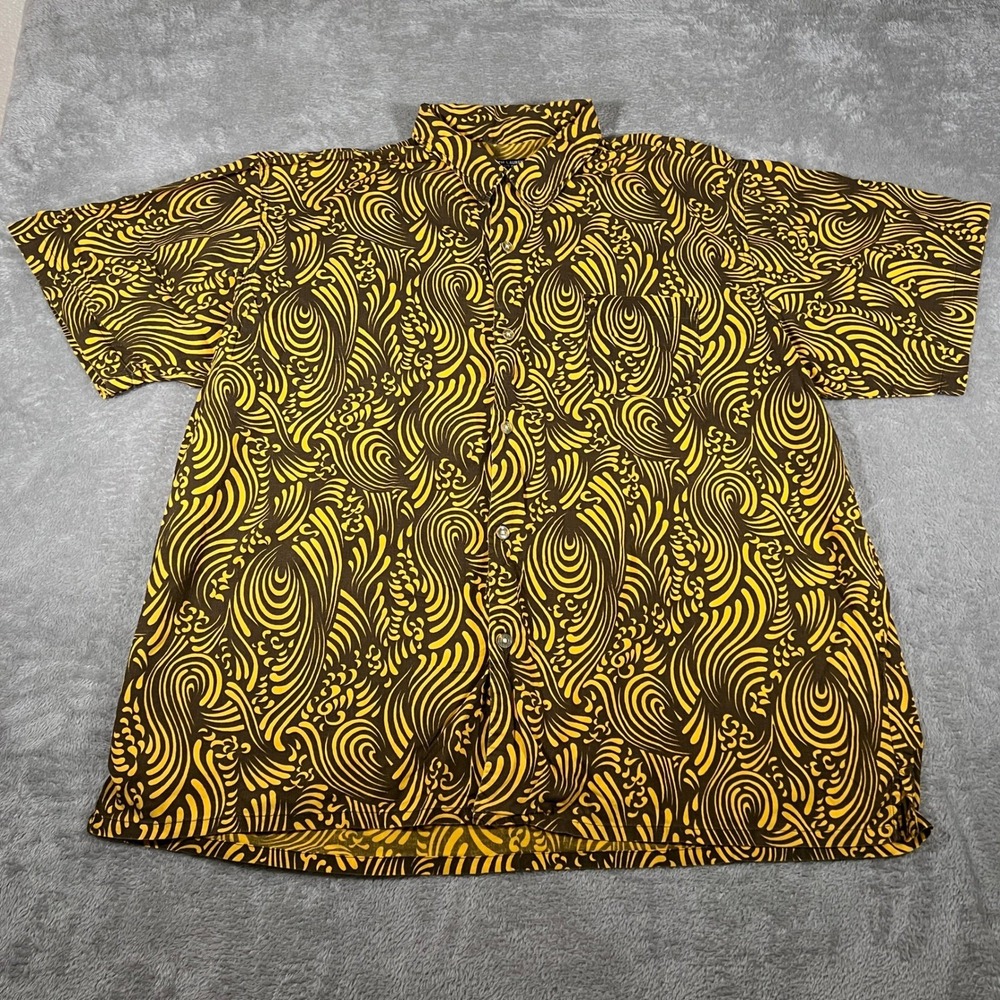 Ralph Lauren Jeans Co. Hawaiian Shirt Mens XL Yellow Short‎ Sleeve Button Down